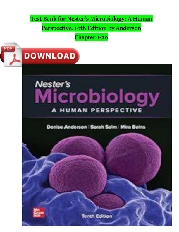 Nester's Microbiology A Human Perspective 8th Edition Test Bank | Anderson, Salm & Allen