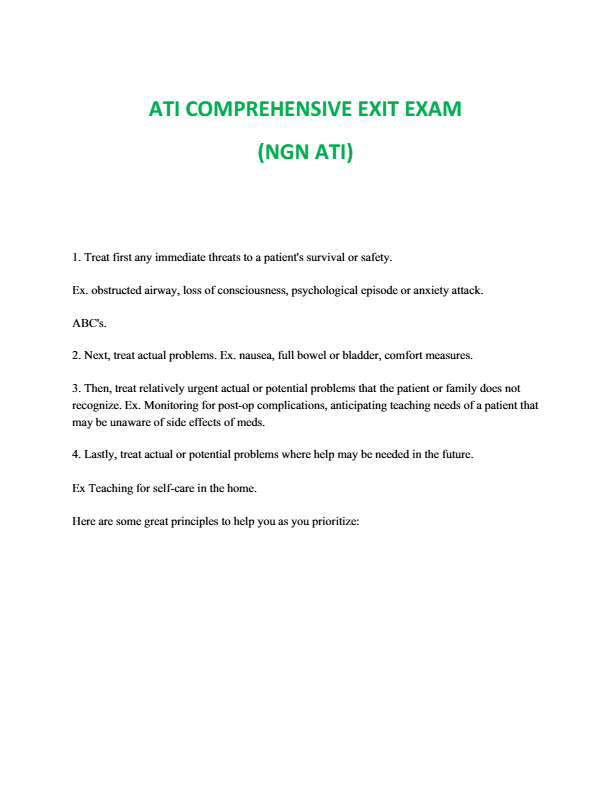 Ati comprehensive exit exam comprehensive ati exit exam 2025
