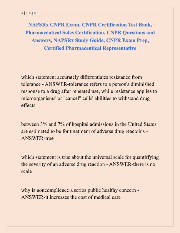 NAPSRx CNPR Exam Quiz 8 & Chapter 8 Q&A | 2025 CNPR Certification Test Prep | Pharmaceutical Sales S