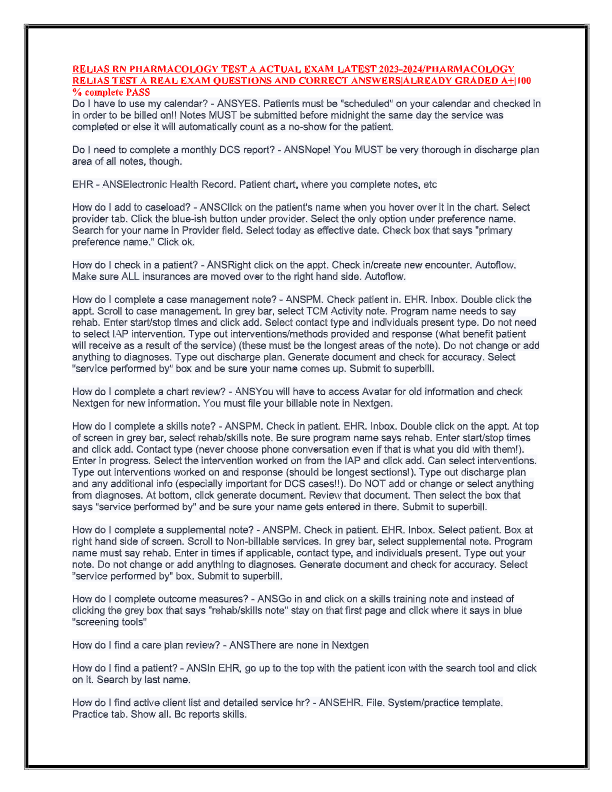 RELIAS RN Pharmacology A Exam 2025–2026: Accurate Questions &amp; Detailed Answers | 100% Pass Guarantee