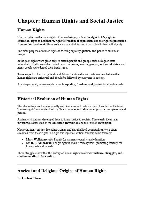 Human rights and social Justice