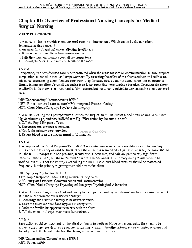 Test Bank for Medical-Surgical Nursing 8th Edition Ignatavicius 2025: All Chapters 1-50