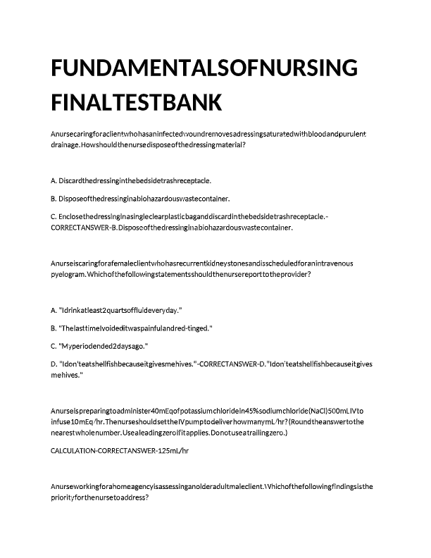 Fundamentals of Nursing 9th Edition Test Bank – Craven, Hirnle &amp; Henshaw | NCLEX Practice Questions