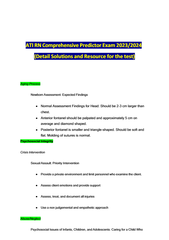 ATI RN Comprehensive Predictor Exam 20252026