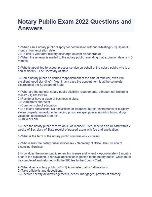 2025 Notary Public Exam: Actual Test Questions & Verified Answers with Rationales | 100% Accurate