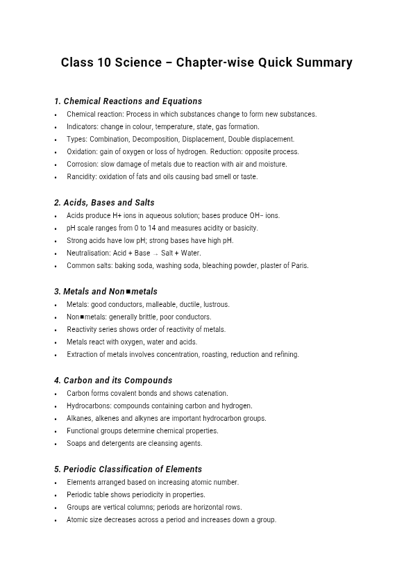 Science all chapters summary