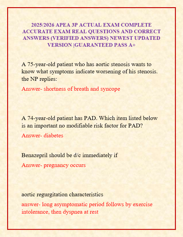 2025/2026 APEA 3P ACTUAL EXAM COMPLETE  ACCURATE EXAM REAL QUESTIONS AND CORRECT  ANSWERS (VERIFIED