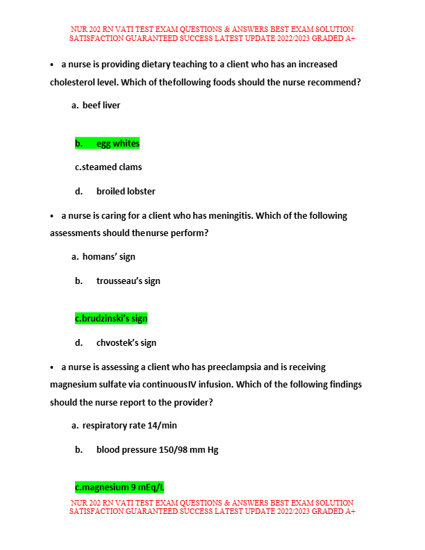 VATI RN Maternal Newborn 2025: Actual Exam Questions & Verified Answers (100% Accurate, With Rationa