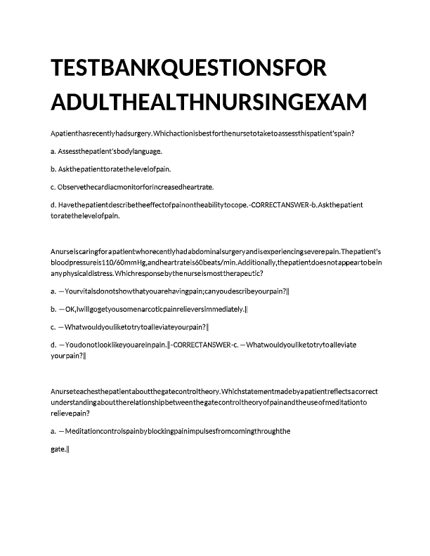 Adult Health Nursing 5th Edition Test Bank | Christensen & Kockrow | Chapters 1–17