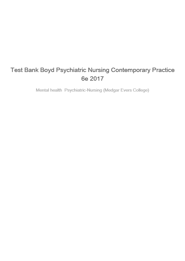 Test Bank for Psychiatric Nursing Contemporary Practice 6th Edition