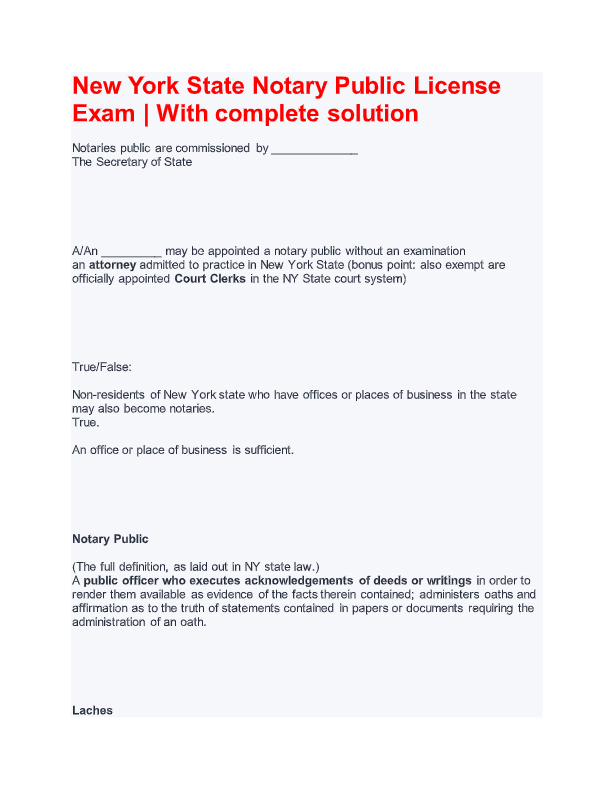 New York State Notary Public Exam 2025 – Complete Study Questions & 100% Verified Answers