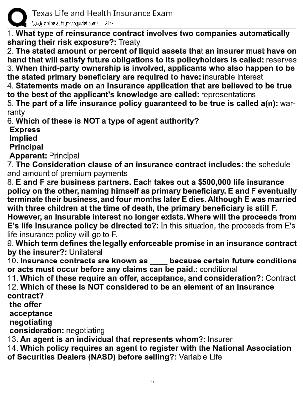 Texas Life and Health Insurance Exam 2025: Actual Questions & Correct Verified Answers | Pass with C