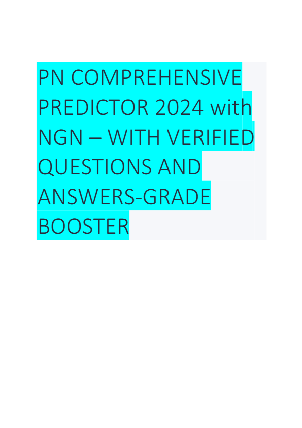 ATI PN COMPREHENSIVE PREDICTOR NGN LATEST UPDATE 2025 GRADED A+ GUARANTEED PASS