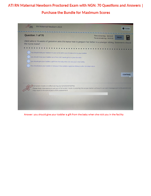 ATI RN Maternal Newborn Proctored Exam – 70 NGN Questions & Verified Answers