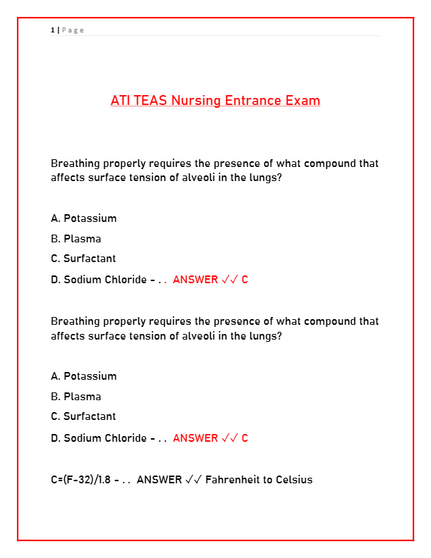 ATI TEAS Nursing Entrance Exam Study Guide & Practice Questions | Free PDF Download