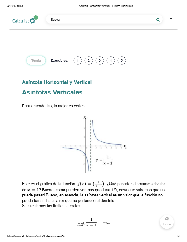Asintota horizontal y vertical
