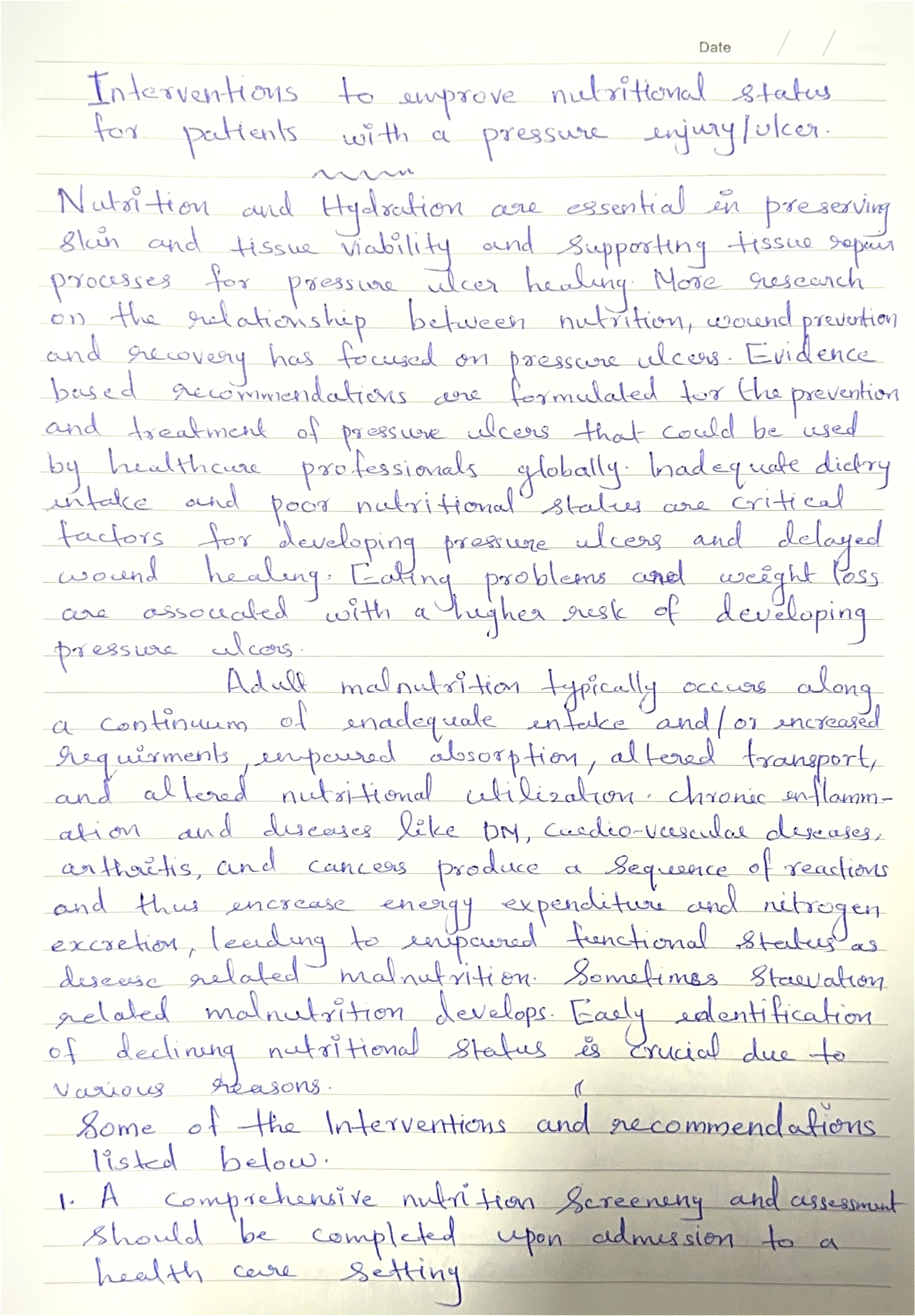 Nutrition and pressure ulcers