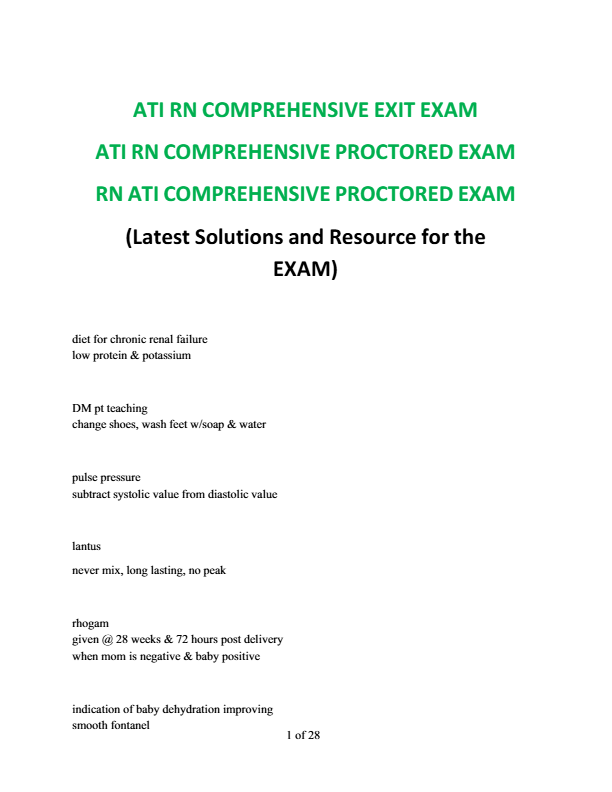 ATI RN COMPREHENSIVE EXIT EXAM