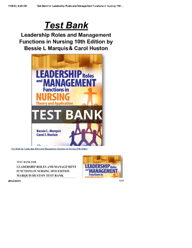 Nursing Leadership & Management Test Bank 2025: Patricia Kelly 3rd Edition – Complete Chapters 1-31