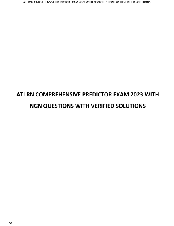 Ati rn comprehensive predictor exam 2025 with ngn questions with verified solutions