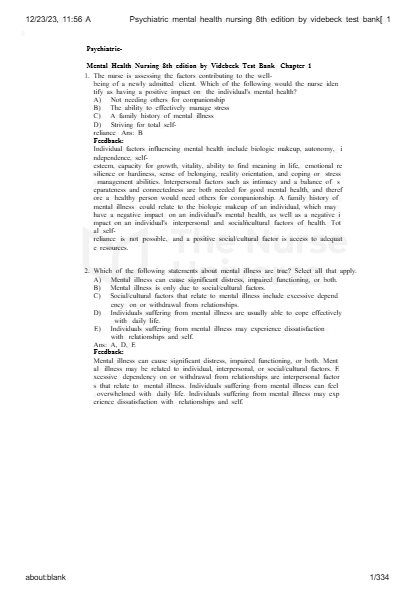 NCLEX Mental Health Nursing Bundle 2025: 100 Practice Questions & Answers